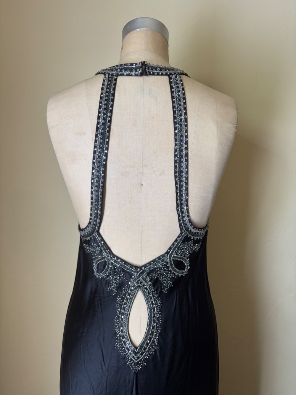 Vintage Y2K VICTORIA'S SECRET 100 SILK Low Back Halter SLIP DRESS Embroidered SM - Picture 9 of 11